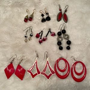9 pair of pierced earrings